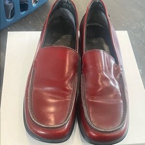 Coach Womens Burgundy Leather Slip-On Loafers